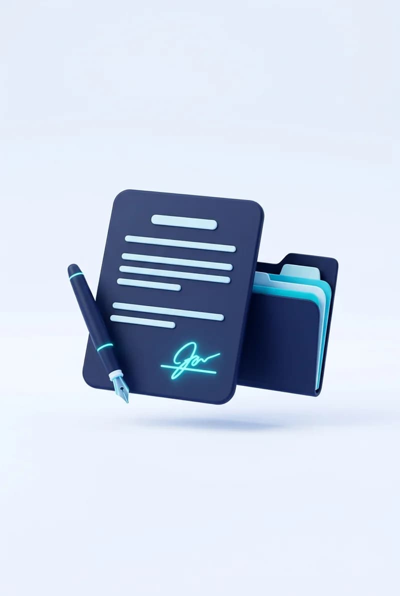 Contrato con firma y archivo de expedientes
